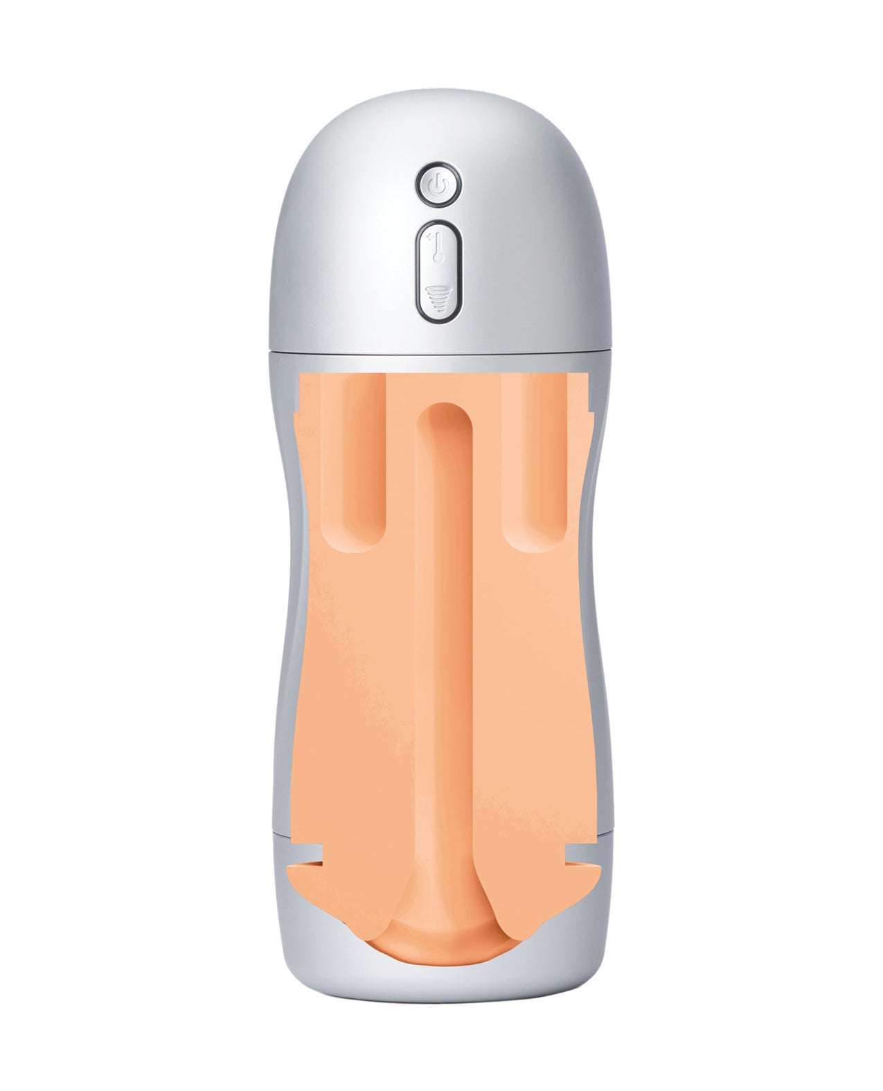 Maxtasy Suction Master realistic stroker with suction, vibration, and warming modes in nude color.