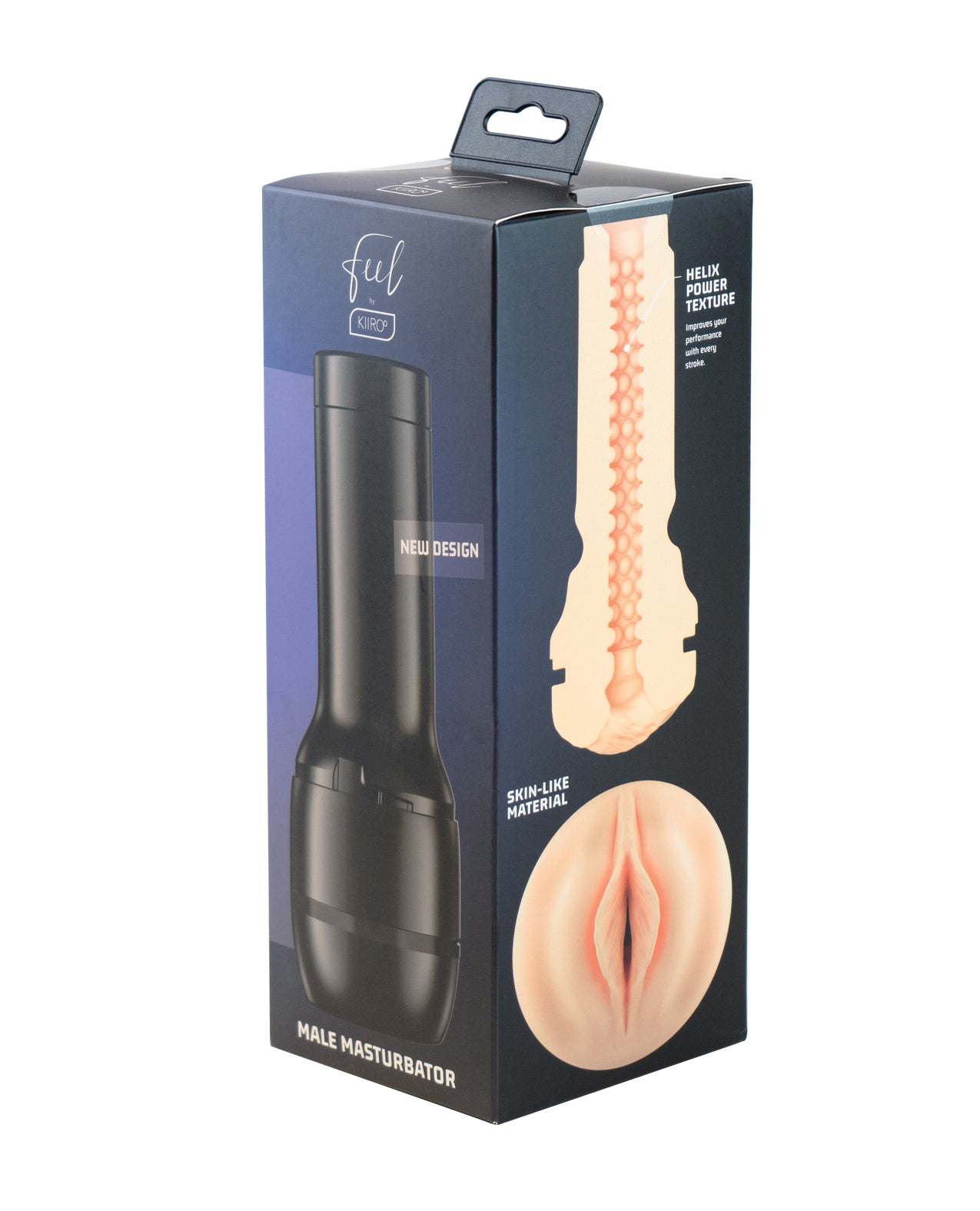 Kiiroo Feel Stroker pale male masturbator with skin-like material and helix power texture in black packaging