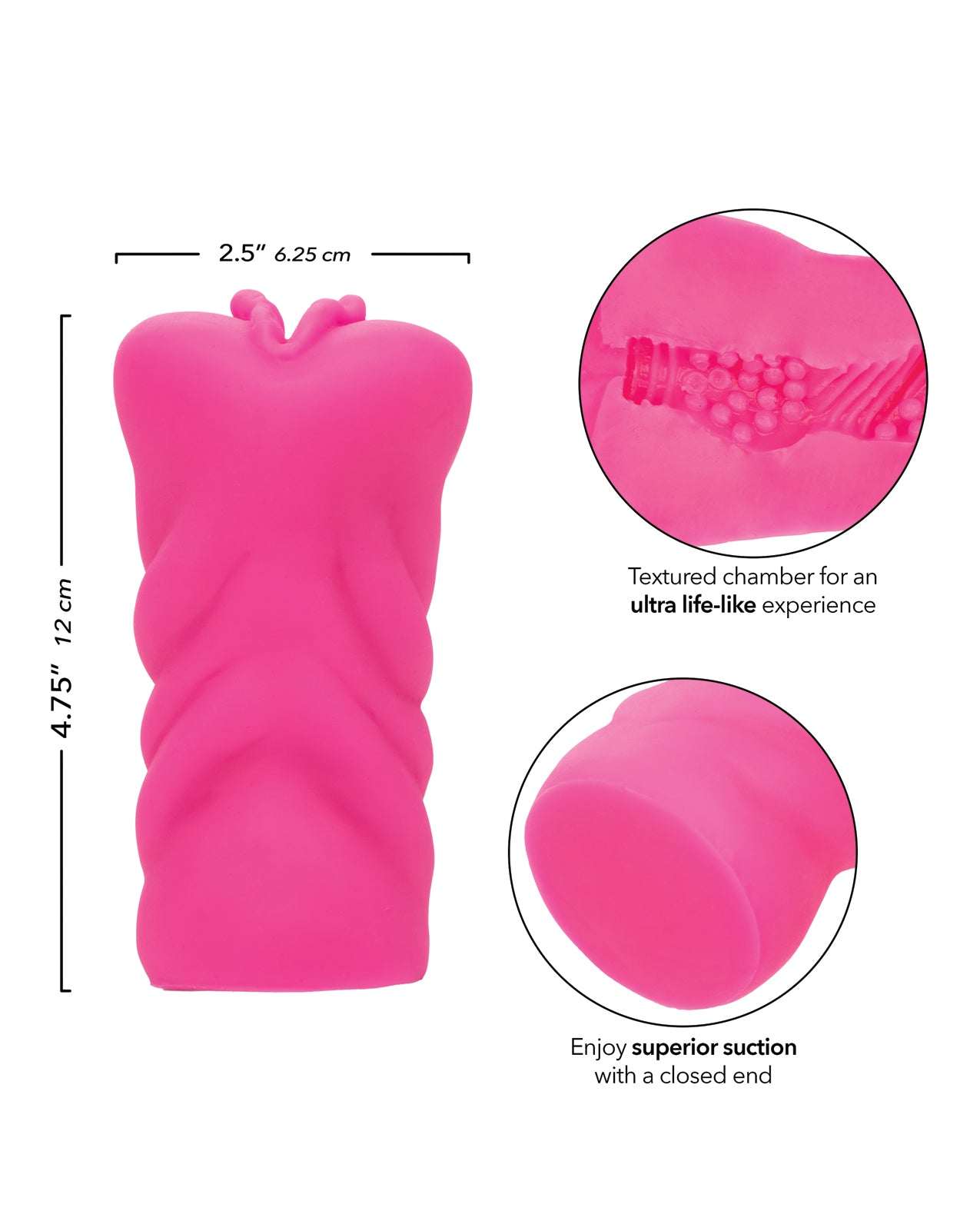 Pink Anime Stroker Kitty with textured chamber and closed end for realistic and pleasurable sensations, 4.75" x 2.5" size.