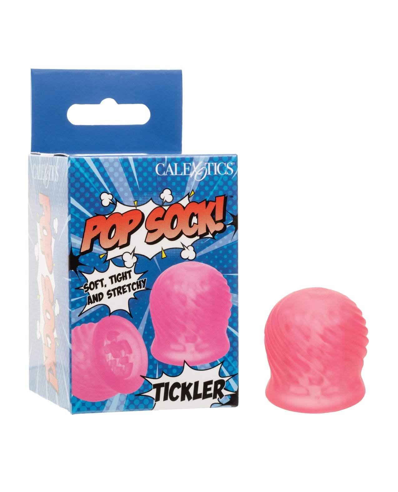 Pink Pop Sock! Tickler soft, stretchy textured stroker with packaging by CalExotics