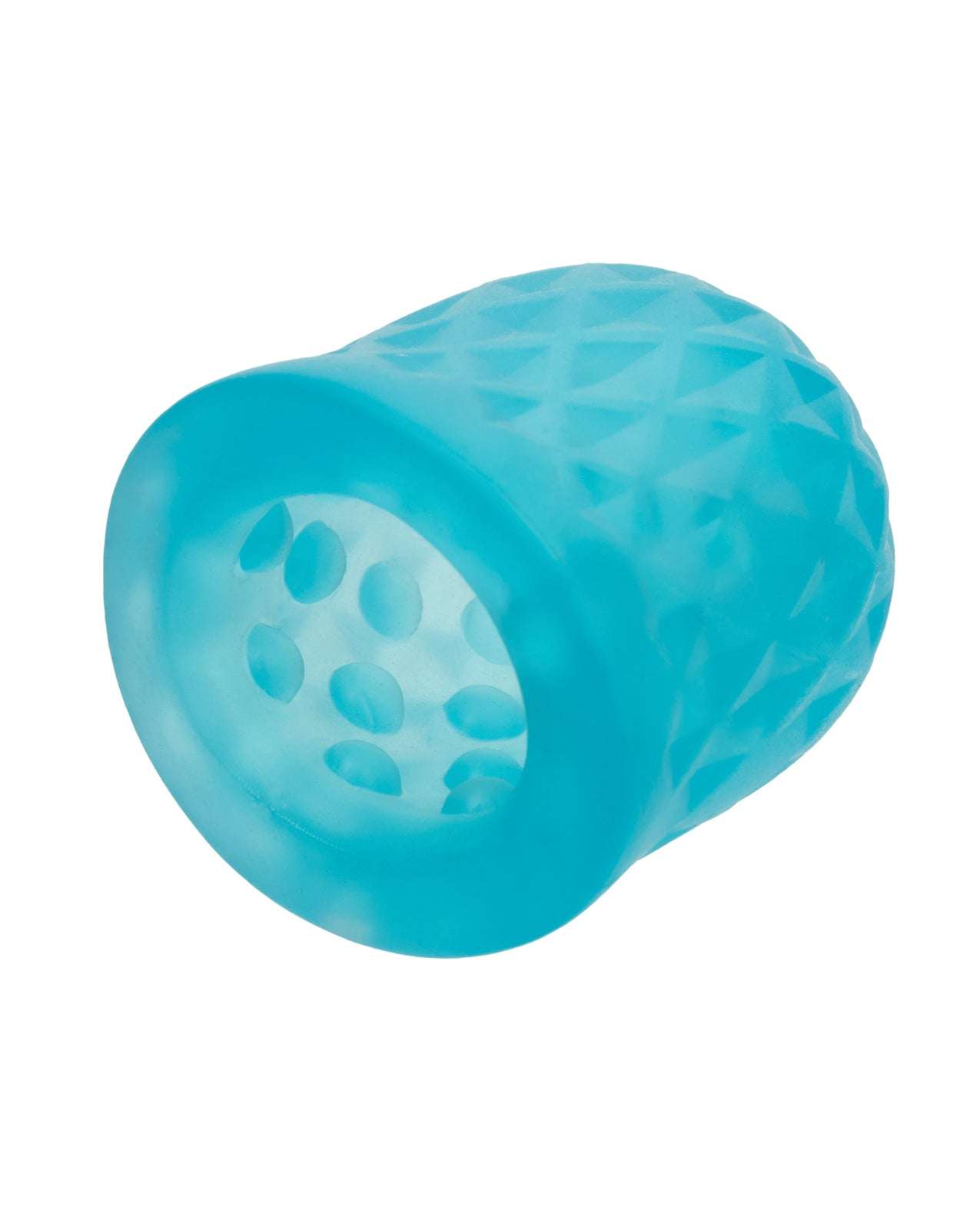 Blue Pop Sock! Tickler reversible textured stroker with tight, stretchy material and closed end for enhanced suction and pleasure