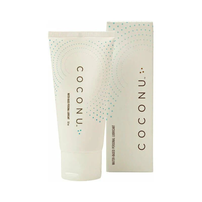 Coconu Water-Based Personal Lubricant 3oz tube and box with natural, hypoallergenic formula for intimate moisture and comfort