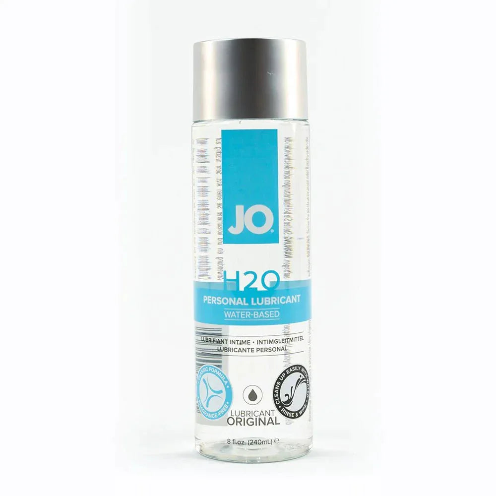 JO H2O Original Water-Based Lubricant 8 oz bottle with clear water-based formula for smooth, natural glide and easy cleanup