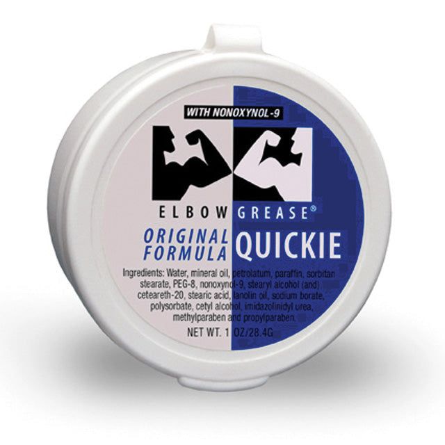 Elbow Grease Original Quickie Cream 1oz container premium intimate lubricant with nonoxynol-9 and original formula