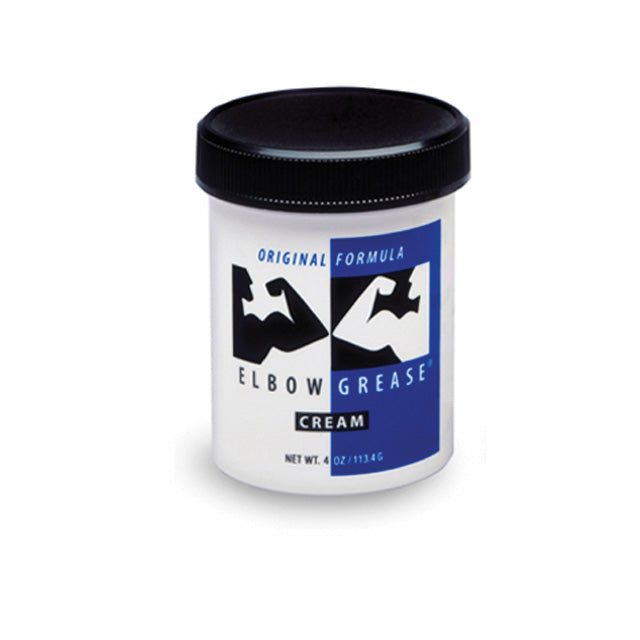 Elbow Grease Original Cream 4oz jar with black lid, premium lubricant for intimate use