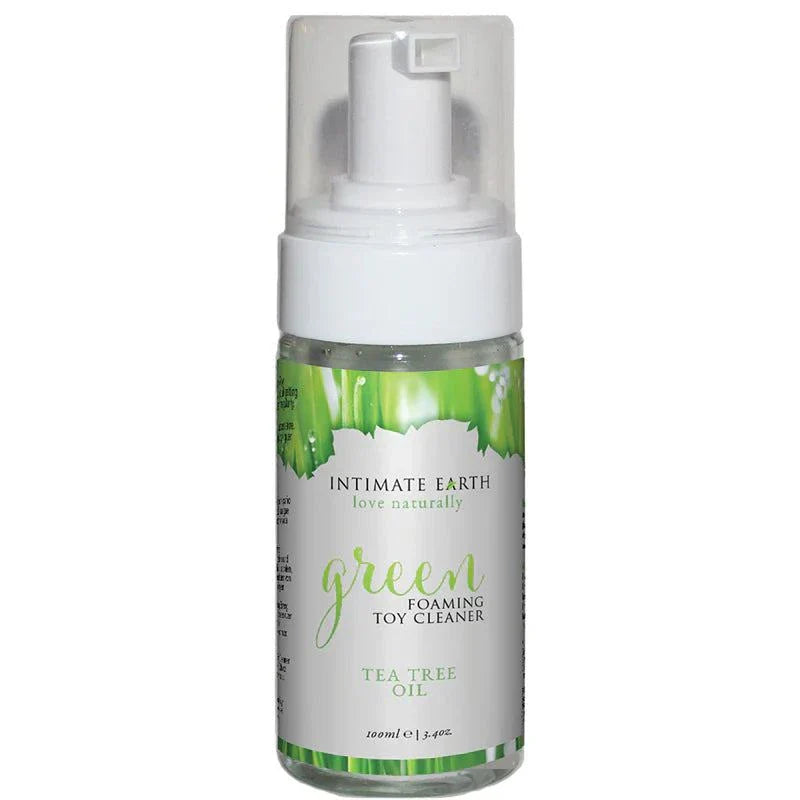 Intimate Earth Green Foaming Toy Cleaner with Tea Tree Oil 3.4 oz bottle for natural intimate toy cleaning
