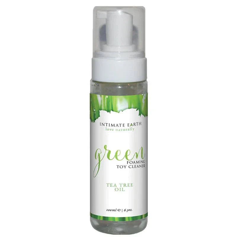 Intimate Earth Green Foaming Toy Cleaner with Tea Tree Oil 6.3 oz bottle for antibacterial and gentle cleaning of intimate products