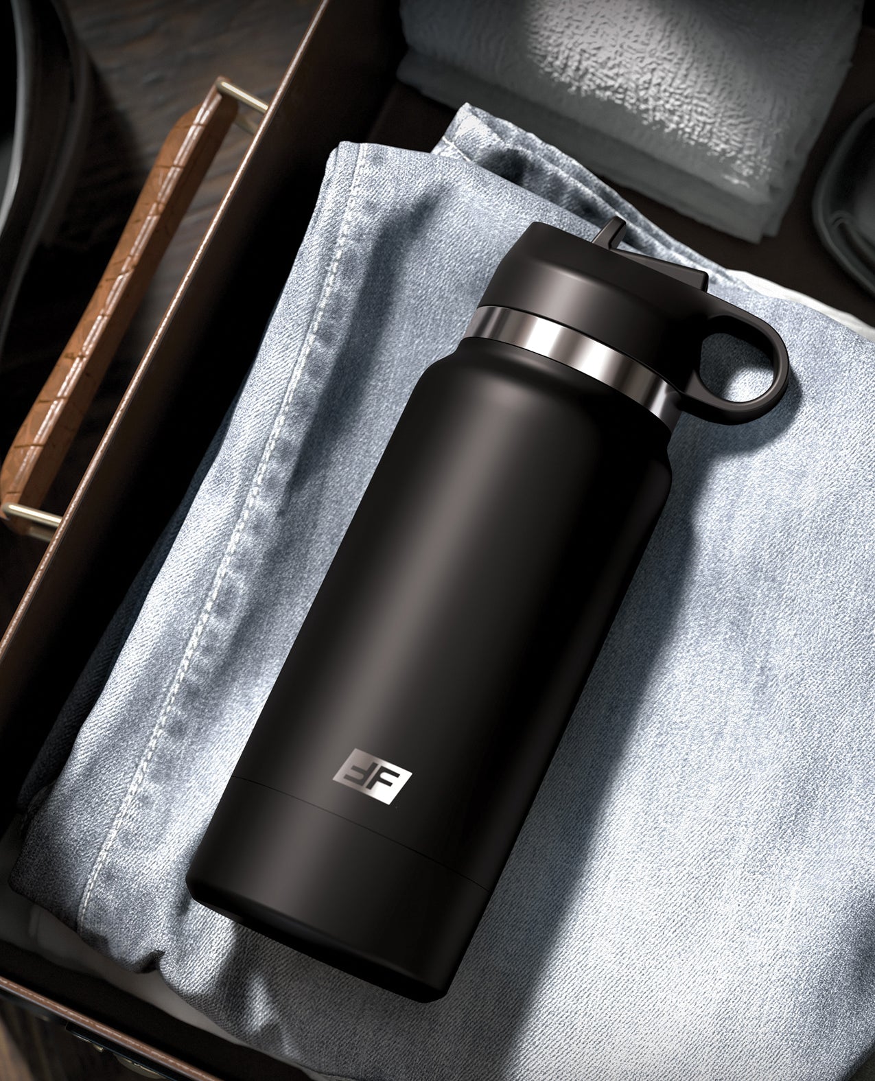 PDX Plus Fap Flask Thrill Seeker Discreet Stroker Black Bottle Frosted