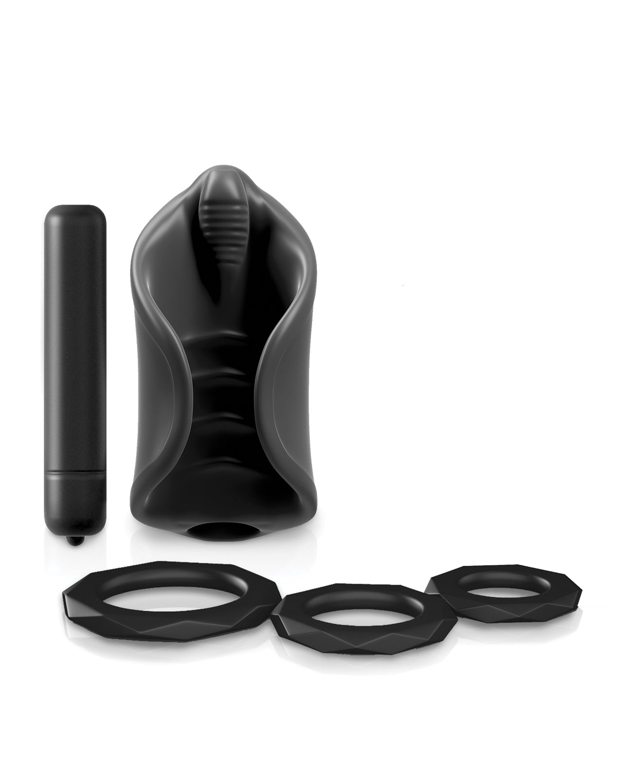 PDX Elite Vibrating Silicone Stimulator Stroker Black
