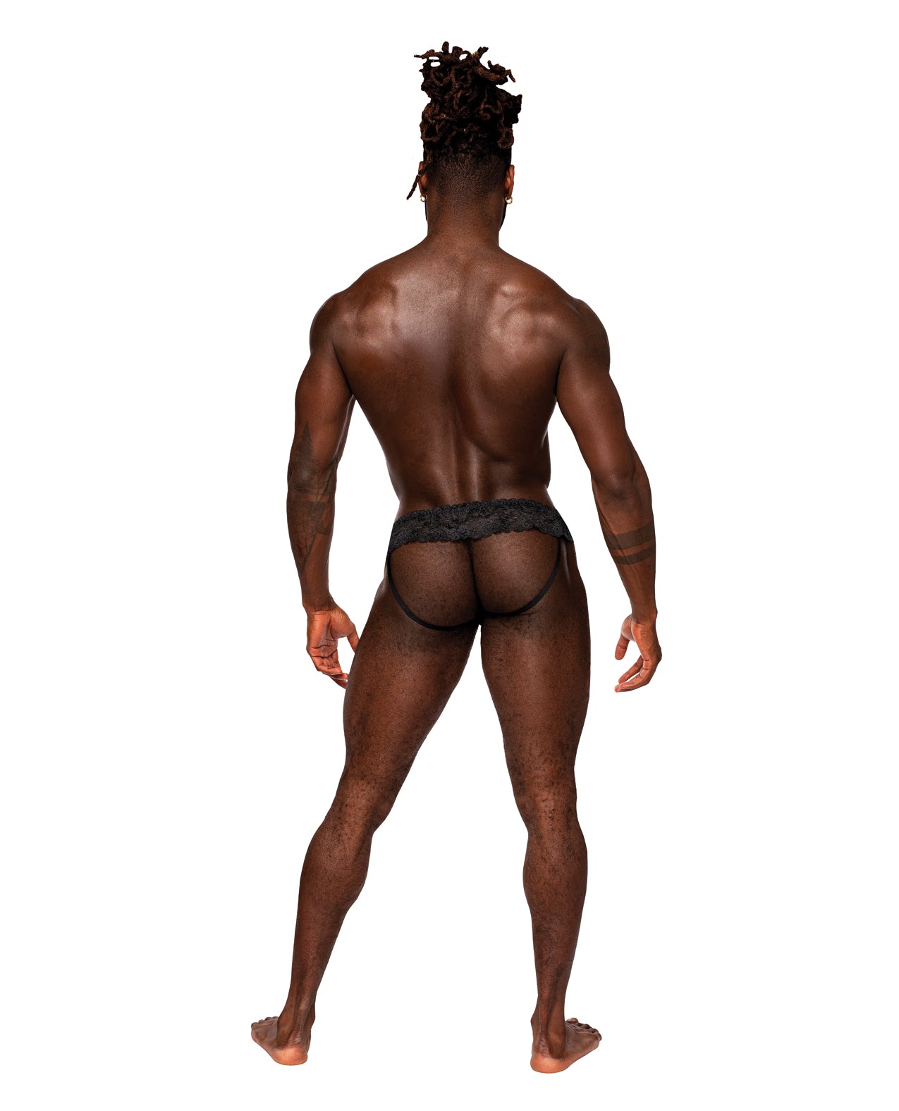 Male Power Sassy Lace Skirt Jock Black L/XL
