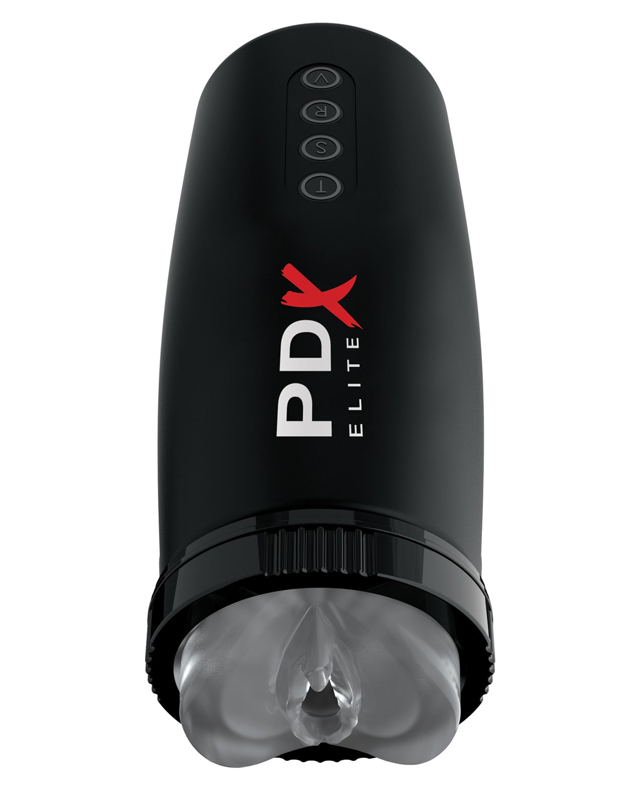 PDX Elite Motobator 2 Rechargeable Thrusting Vibrating Masturbator Clear/Black