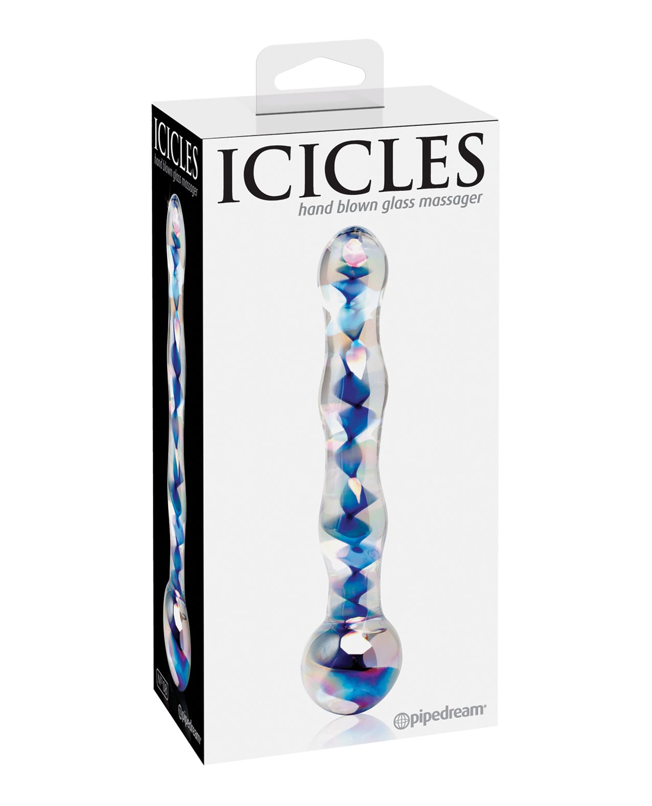 Icicles No. 8 Wavy 7 in. Glass Dildo Blue/Clear