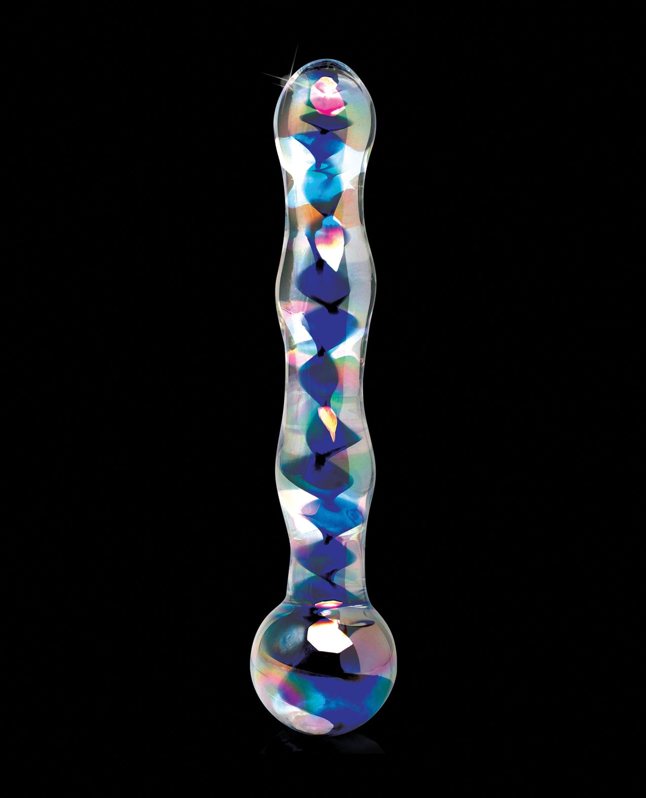 Icicles No. 8 Wavy 7 in. Glass Dildo Blue/Clear