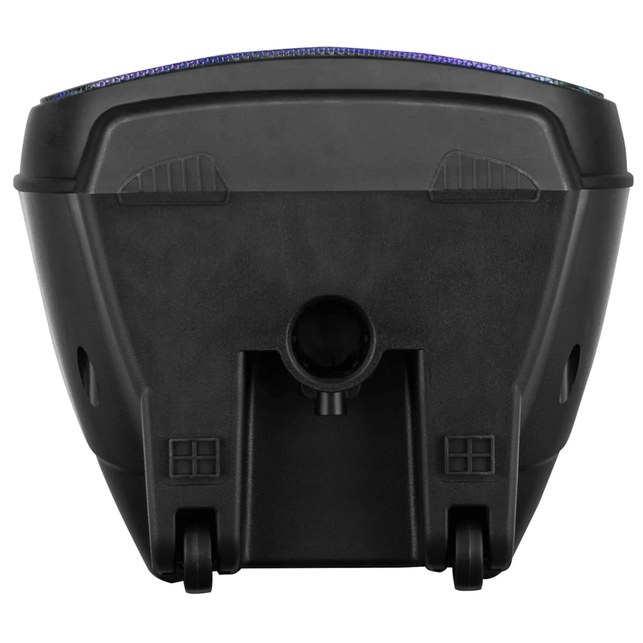 Bottom view of Supersonic 12" Portable Bluetooth DJ Speaker showing wheels and support stand
