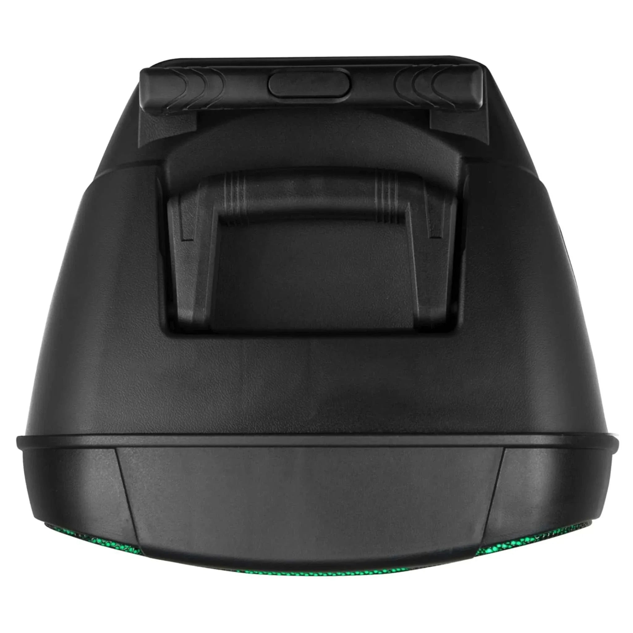 Top view of Supersonic 12" Portable Bluetooth DJ Speaker with built-in handle and wheels in black design
