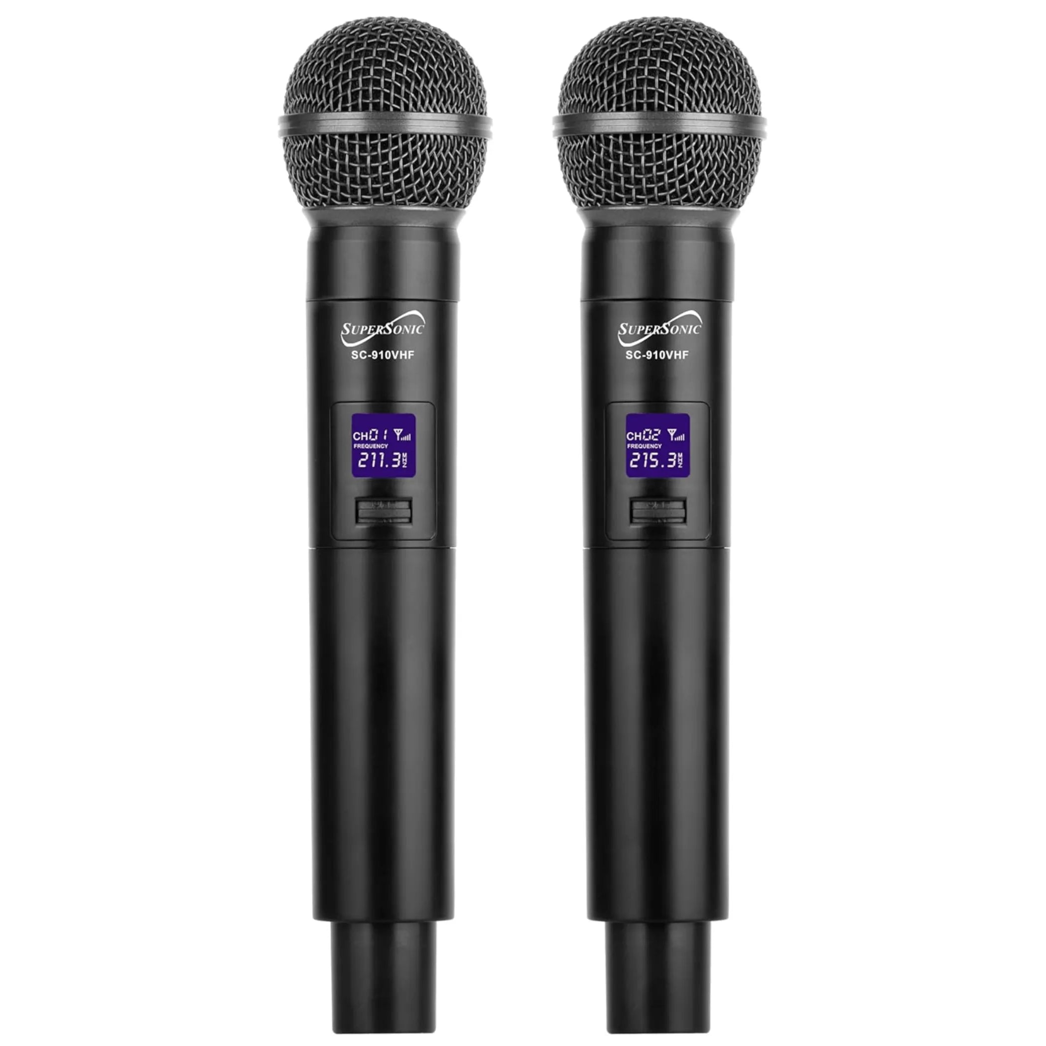Supersonic VHF Dual Fixed Channel Professional Wireless Microphone with Carry Case