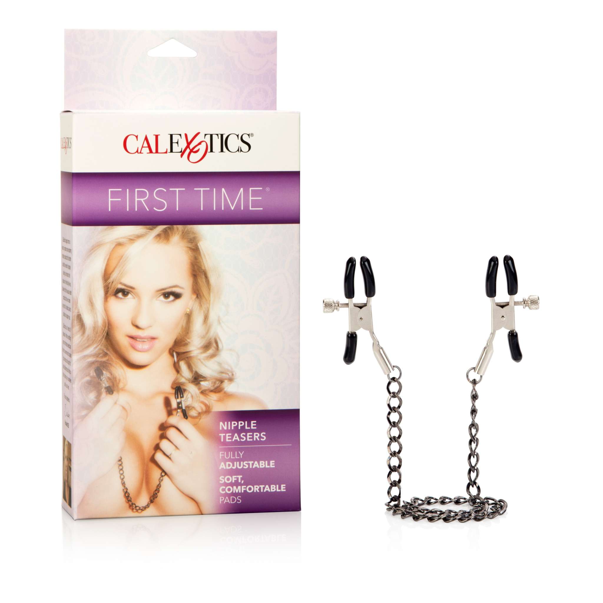 First Time Fetish Nipple Teasers adjustable clamps with soft padded tips for comfortable nipple play