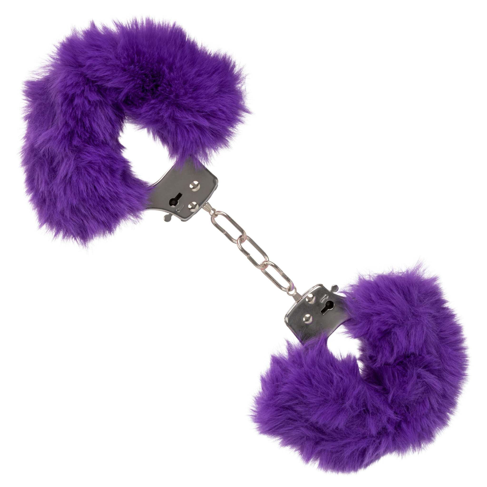 Purple Ultra Fluffy Furry Cuffs with soft faux fur and lockable metal design for comfortable restraint play