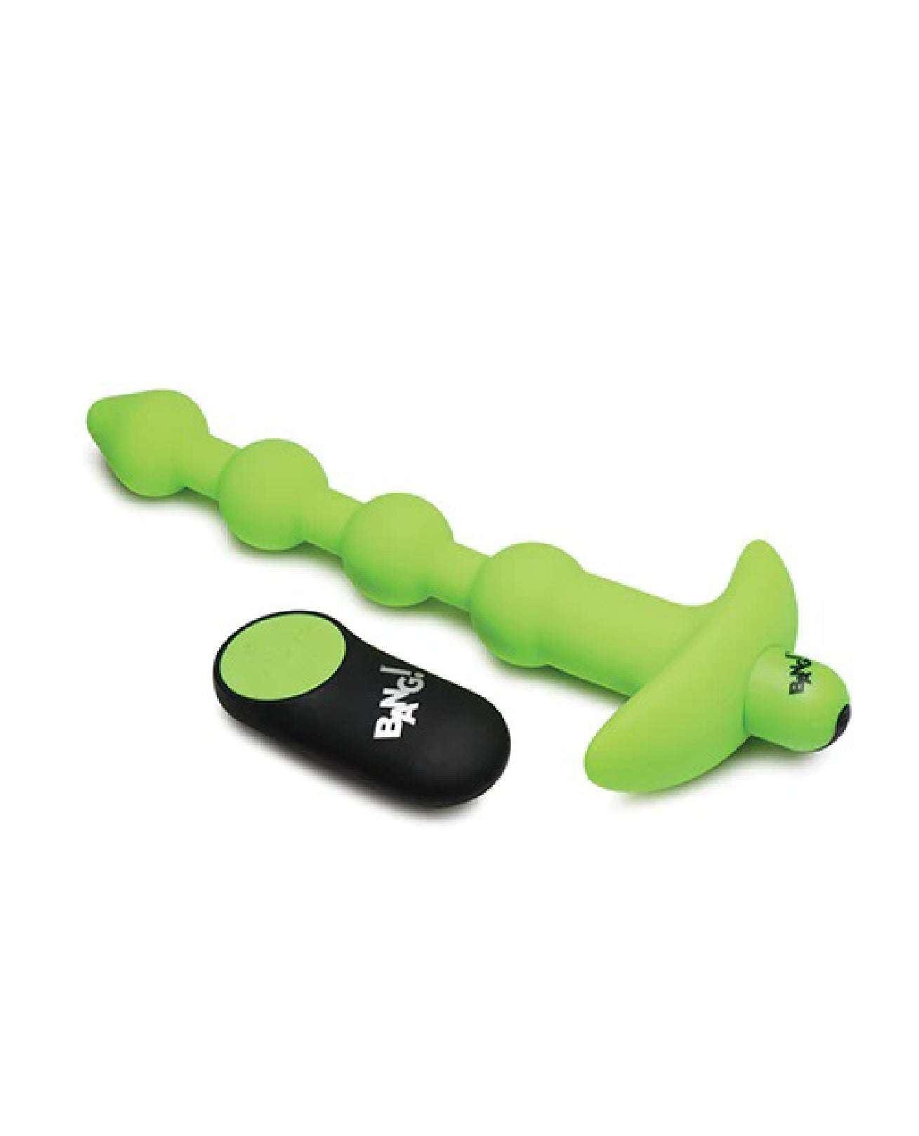 Glow in the dark green silicone anal beads with remote control and phthalate-free material