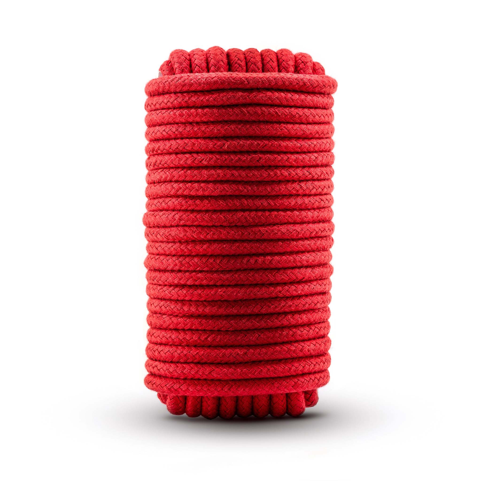 Red Temptasia Bondage Rope, 32 feet, crafted from soft 100% cotton for Shibari and kink play.