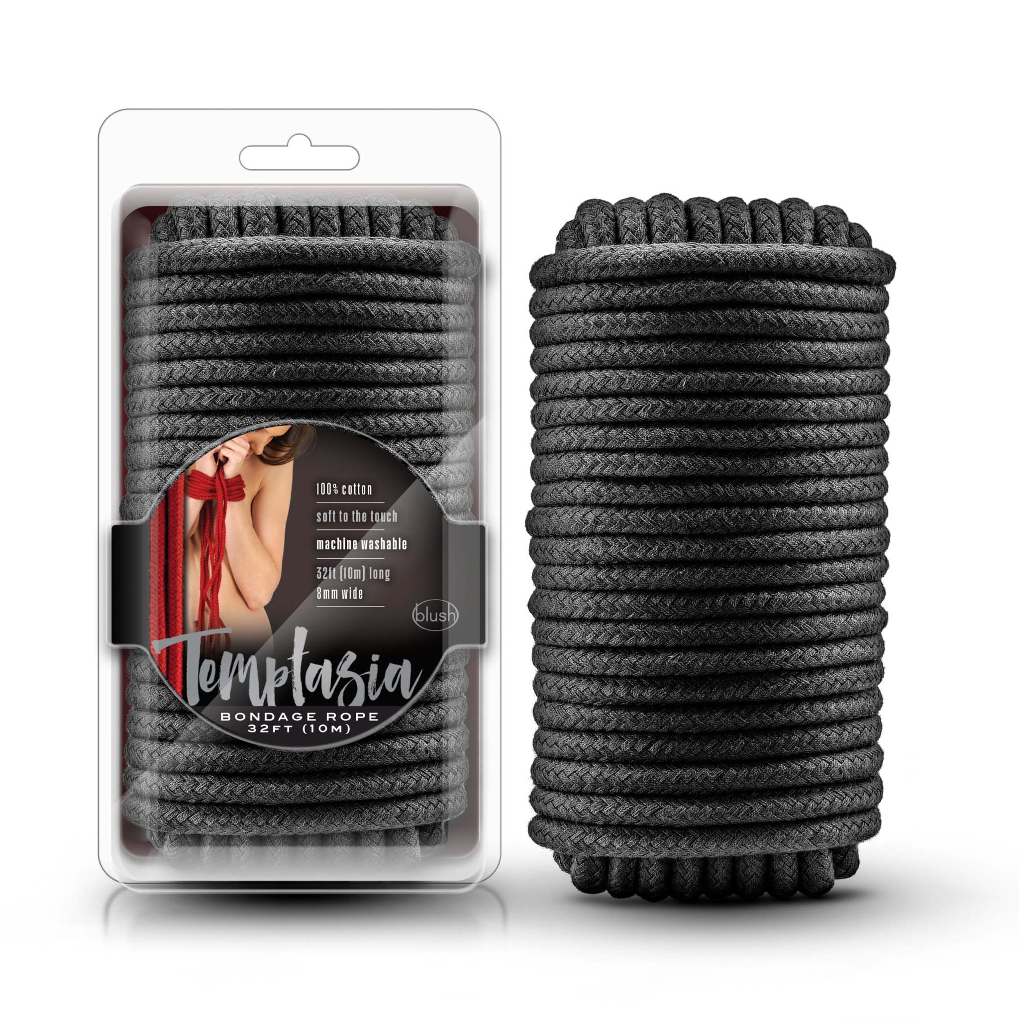 Temptasia Bondage Rope 32 Feet, 100% cotton, soft and strong for Shibari, secure knots.