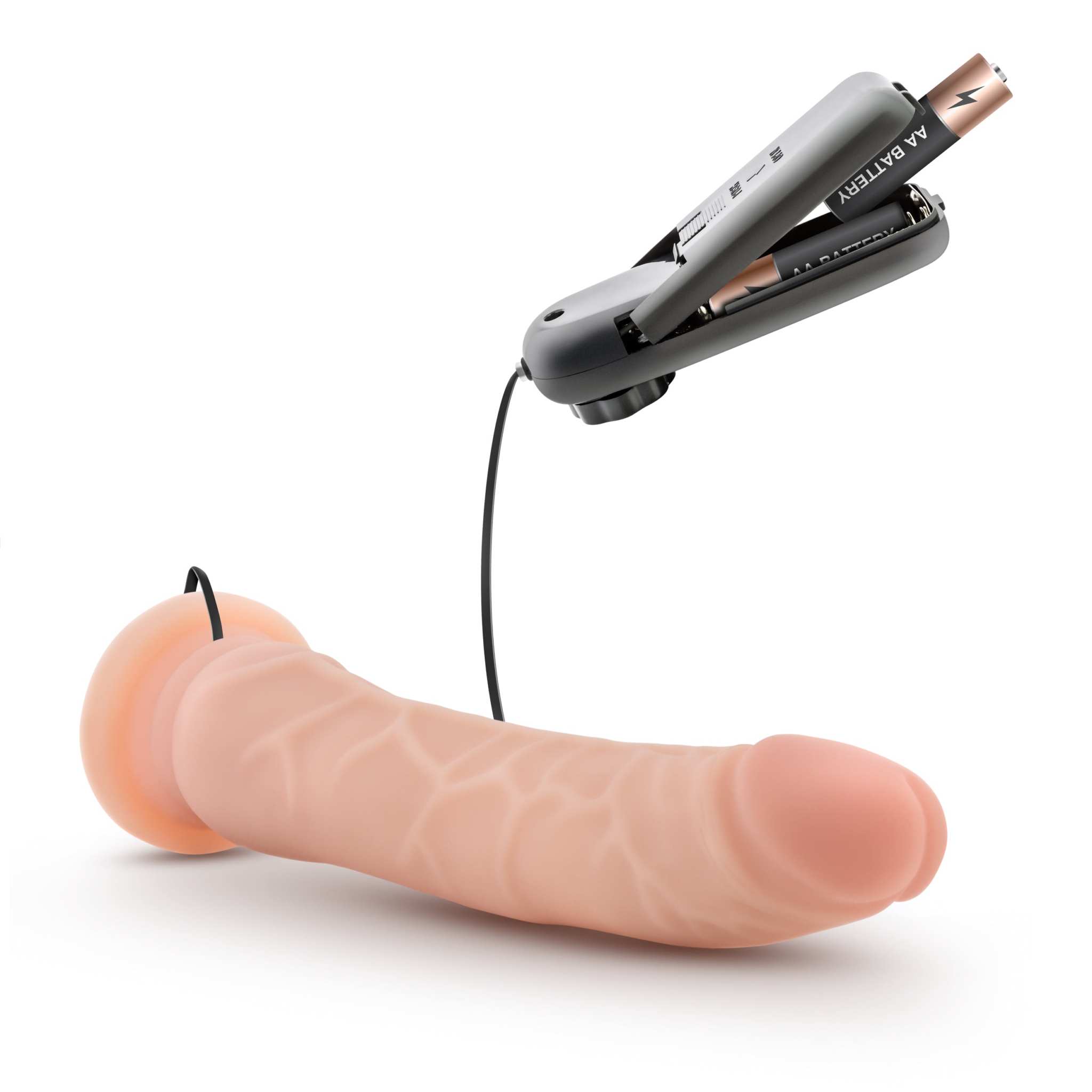 Dr. Skin 8.5 inch realistic vibrating dildo with suction cup base and battery pack in vanilla color