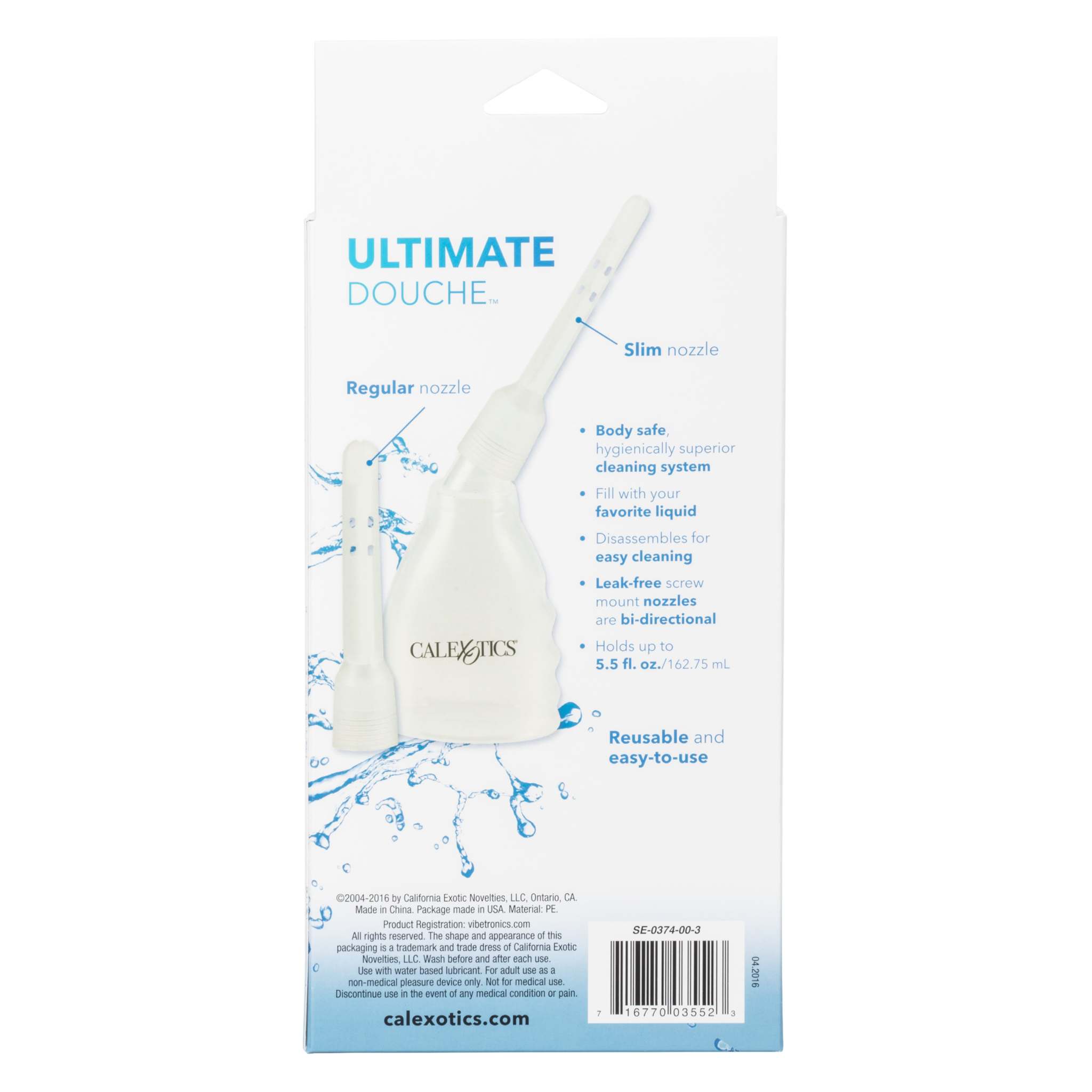 Clear reusable ultimate douche system with regular and slim nozzles for personal hygiene and easy cleaning