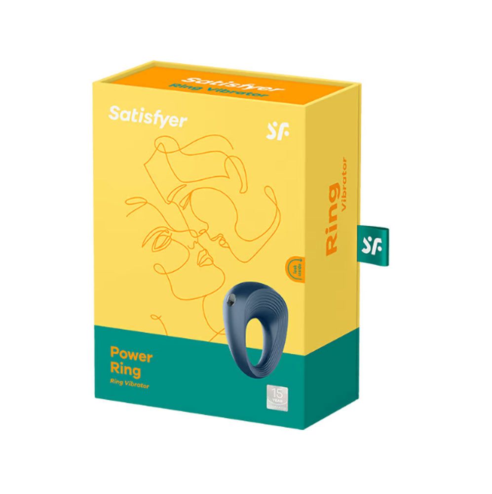 Satisfyer Power Rings cockring with 10 vibration modes, flexible silicone, waterproof design for enhanced stamina and pleasure.