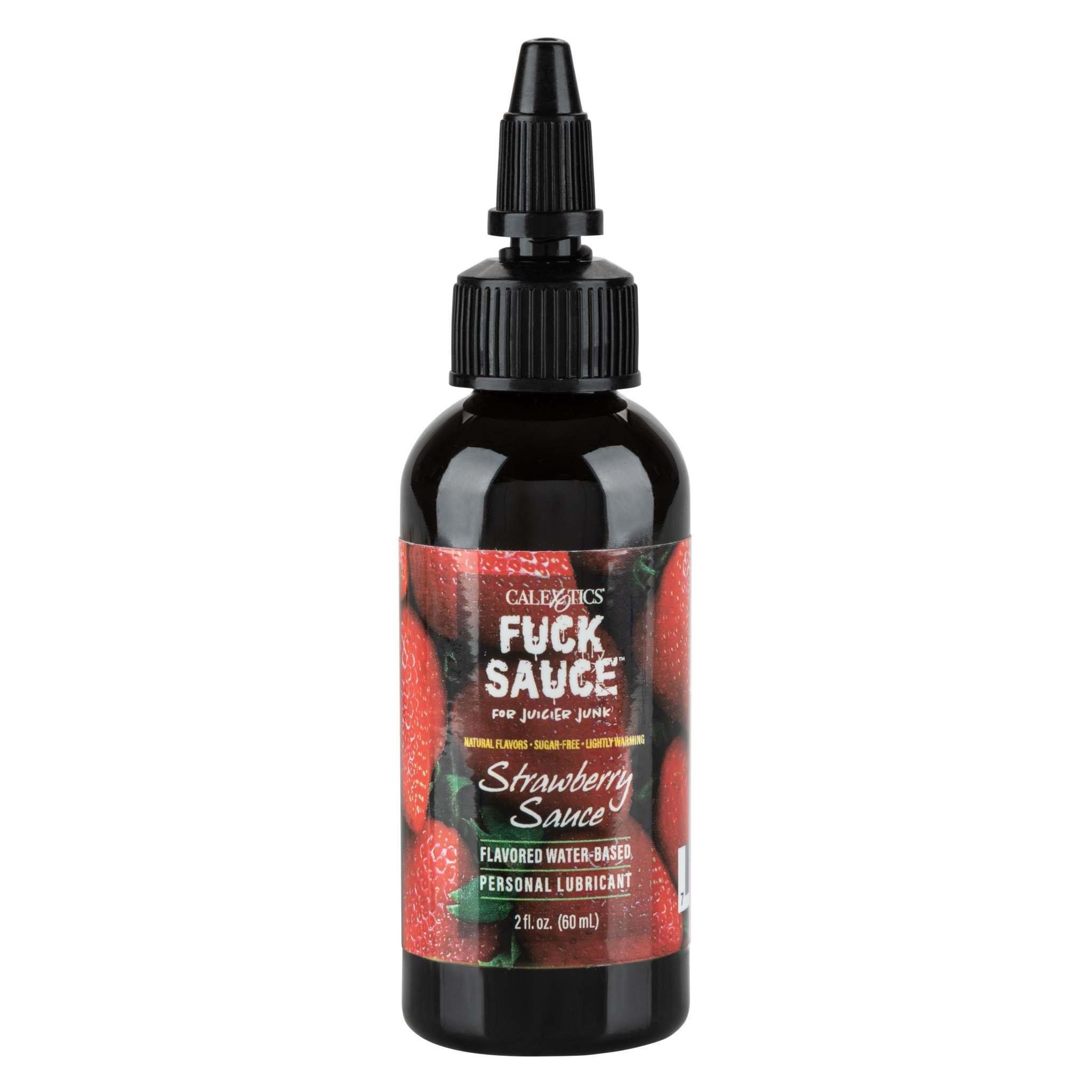 Fuck Sauce Strawberry flavored water-based personal lubricant bottle 2 fl oz with natural edible flavor and warming effect