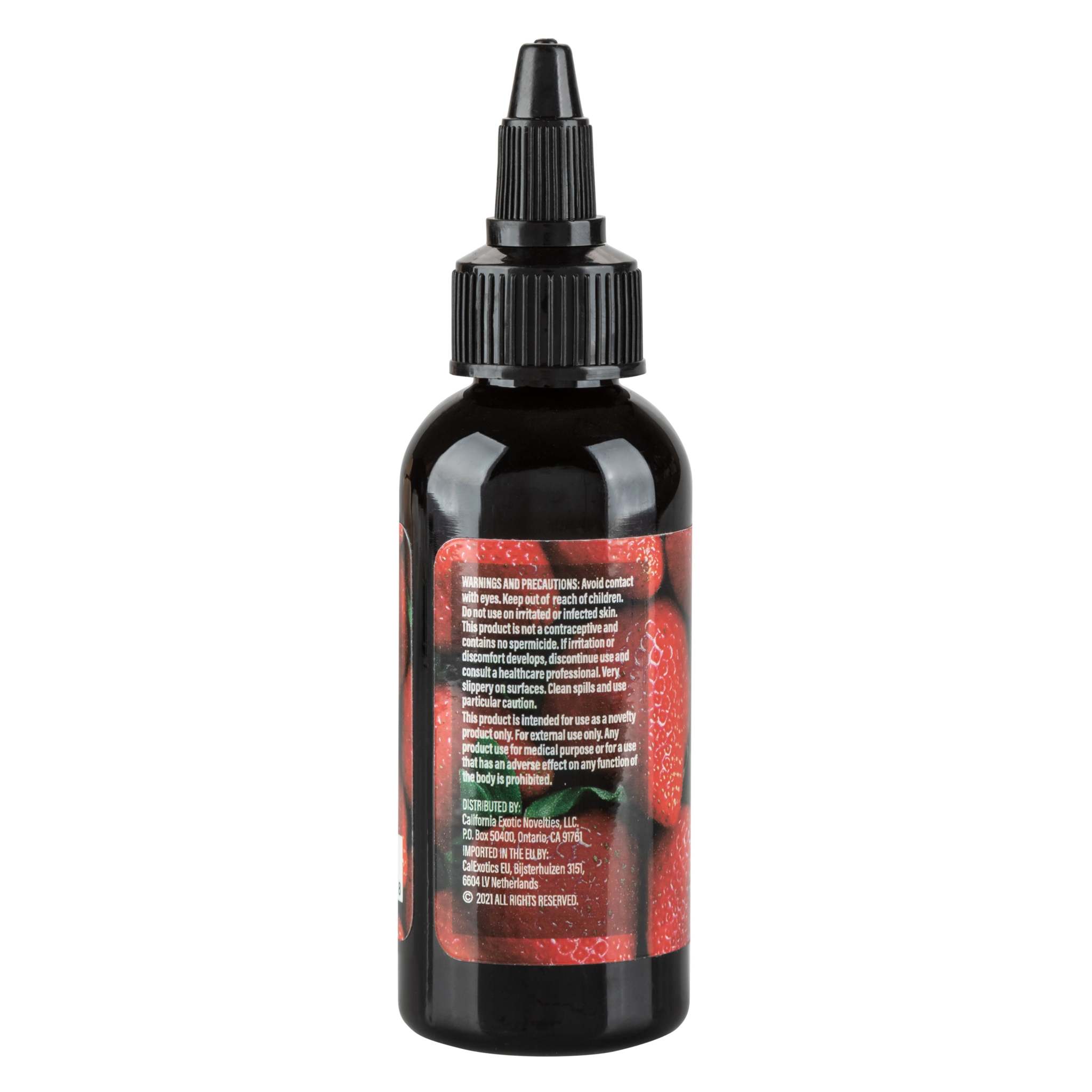 Fuck Sauce Strawberry flavored water-based personal lubricant bottle with natural edible flavoring and warming effect