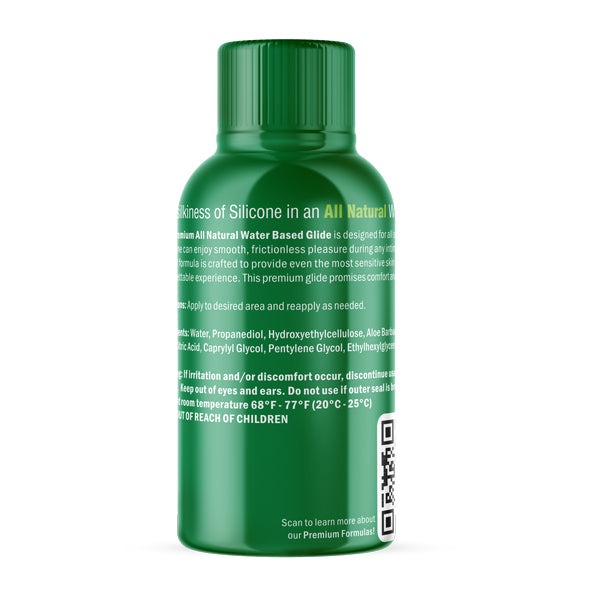 Green bottle of natural lubricant water-based glide for sensitive skin 1oz/30ml
