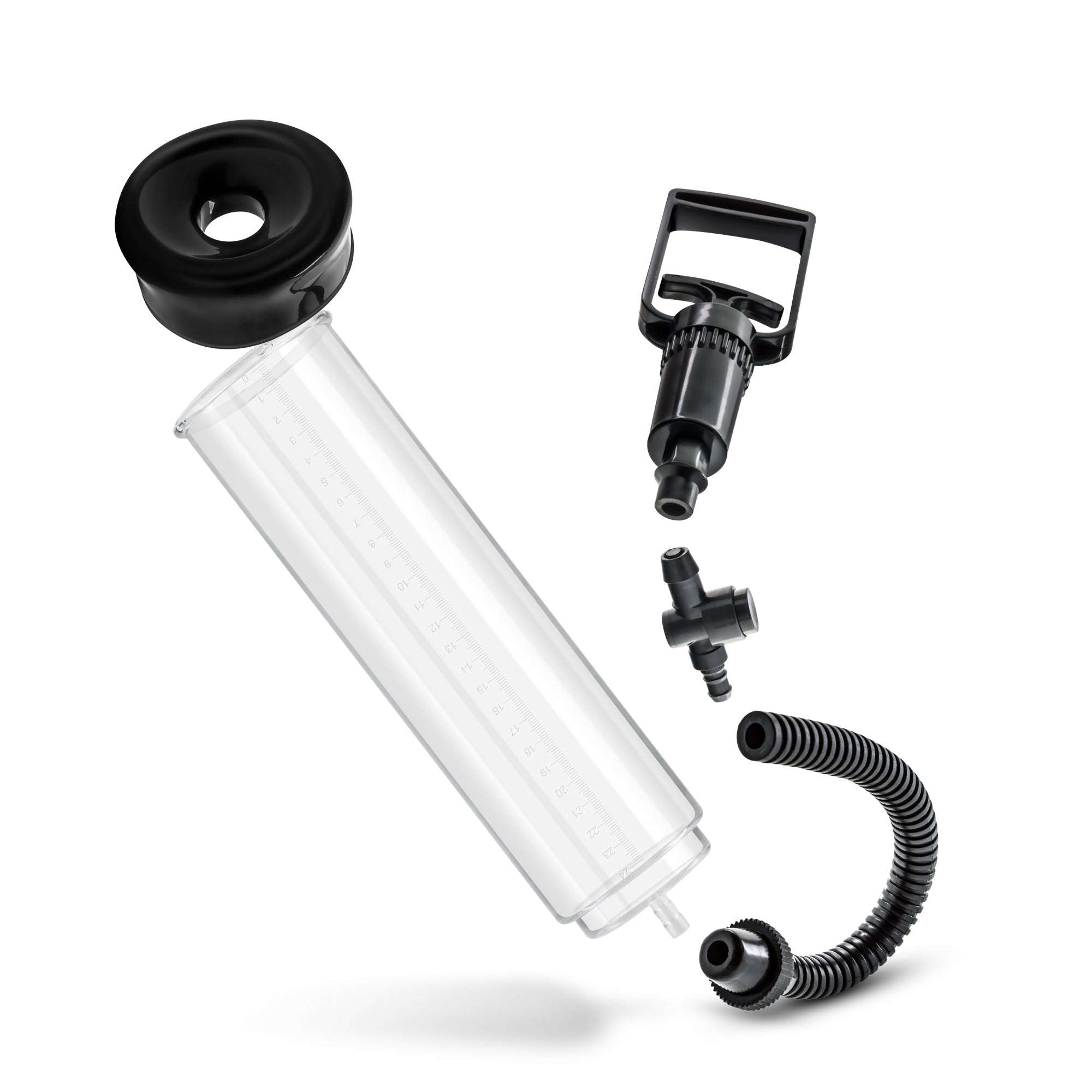 Performance Vx 4 clear male enhancement pump system with trigger pump, vacuum chamber, and flexible hose components
