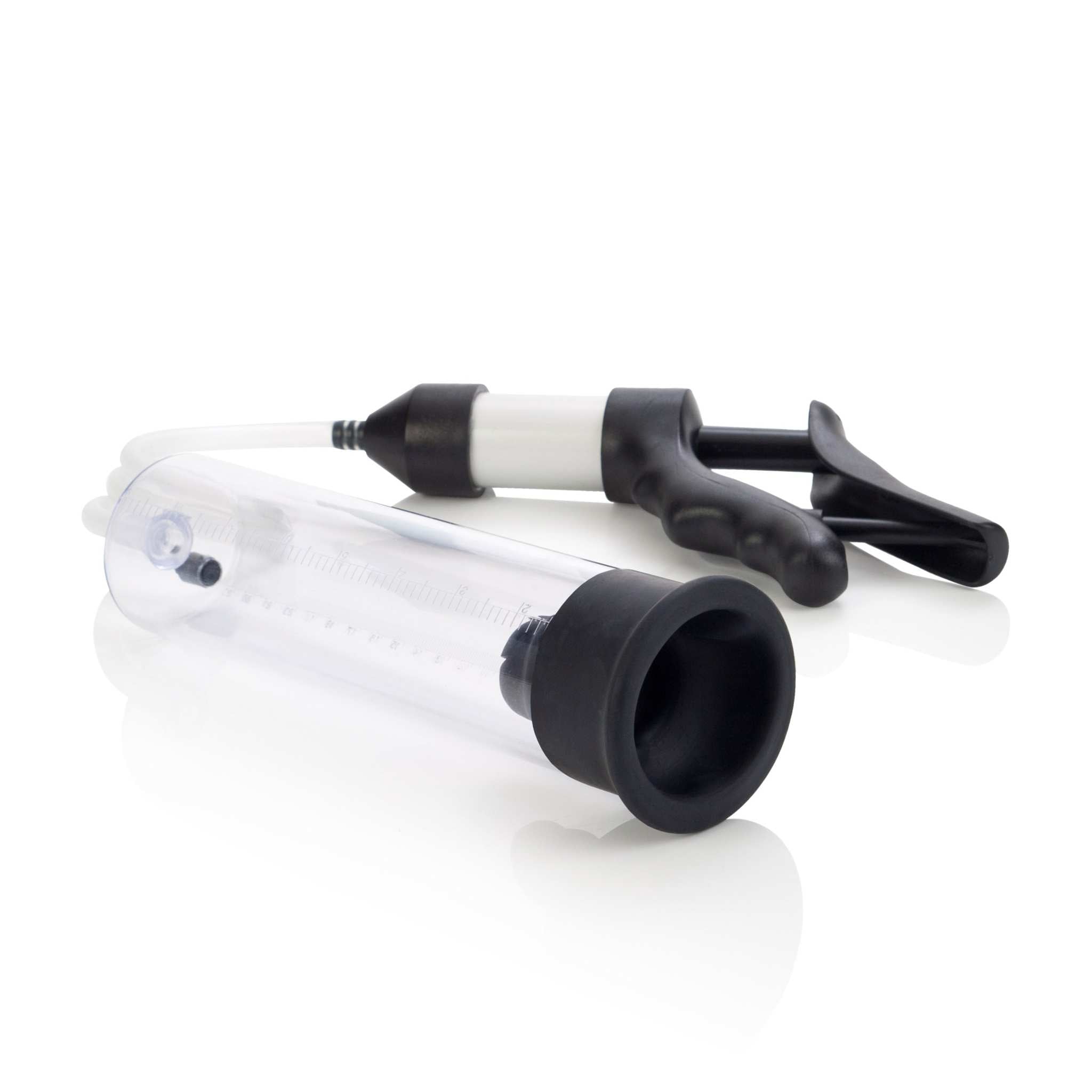 Quick Draw Vacuum Pump with pistol grip handle and transparent chamber for efficient and powerful vacuum creation.