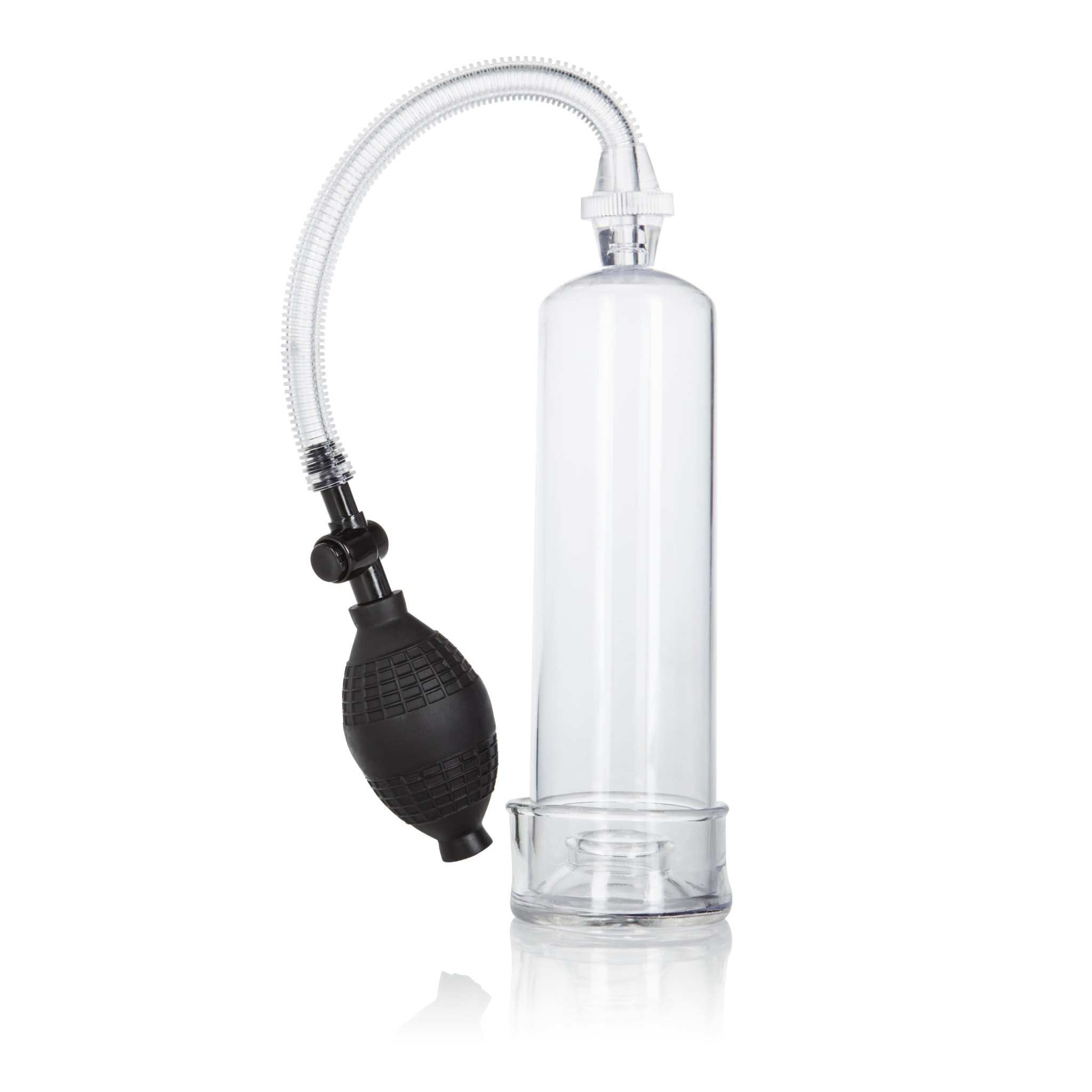 Dr. Joel Kaplan Erection Pump with clear cylinder and black squeeze bulb for intimate performance enhancement