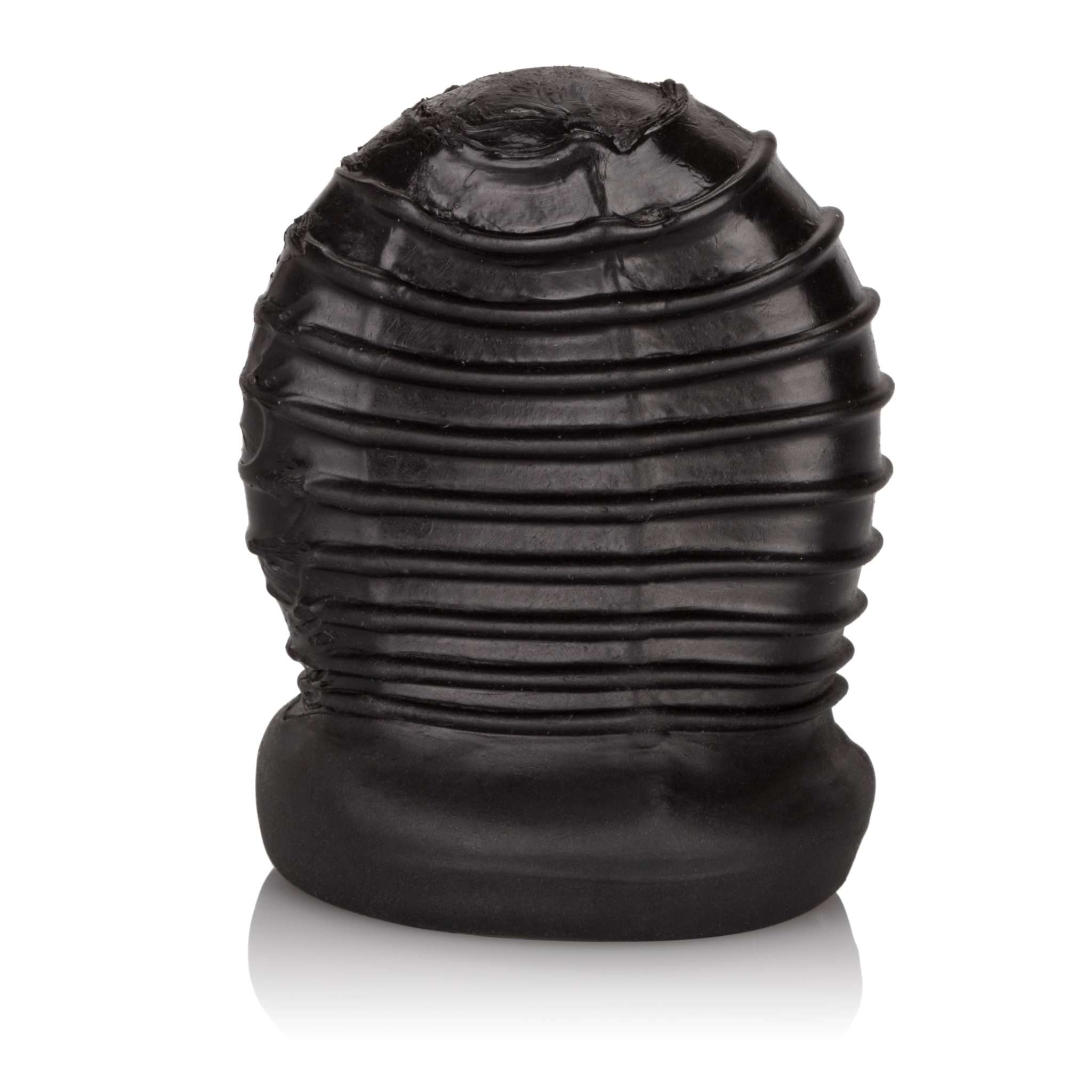 Packer Gear Ftm Stroker black textured ribbed soft stretchy male masturbator with closed end and easy grip