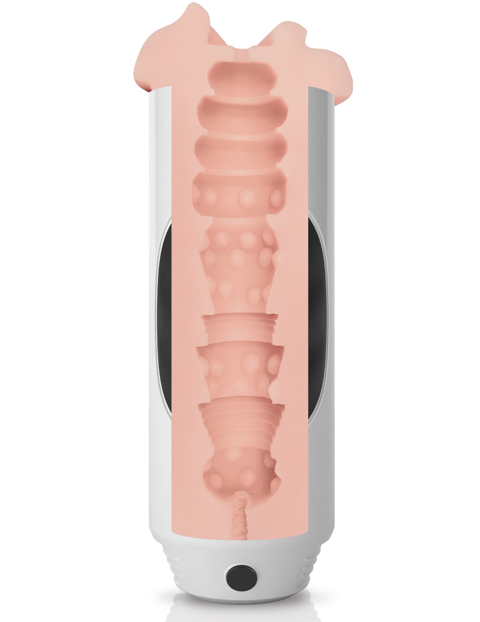 Mega Grip Vibrating Stroker with realistic Fanta Flesh sleeve and textured interior for intense stimulation