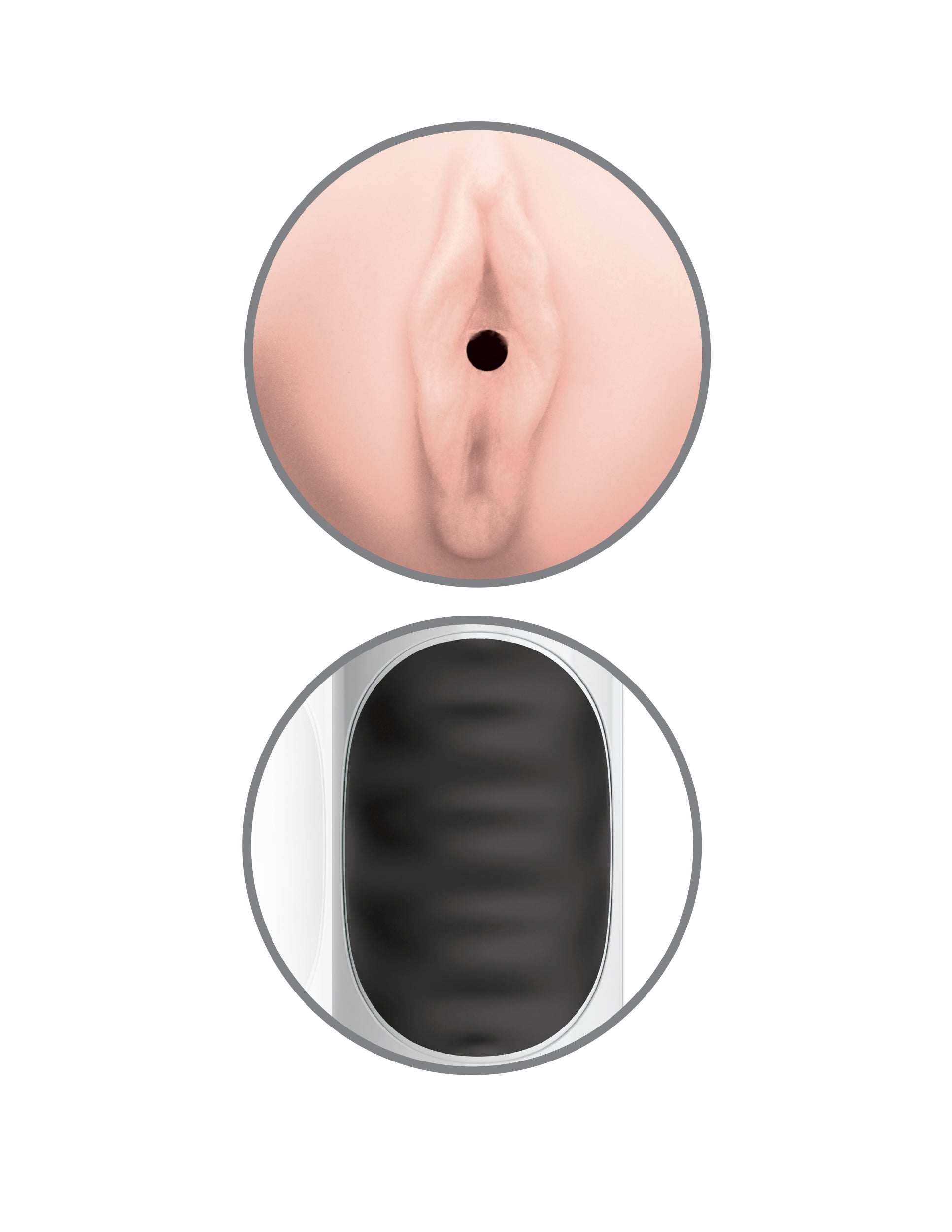 Extreme Toyz Mega Grip Vibrating Stroker with lifelike Fanta Flesh material and textured sleeve for intense stimulation.