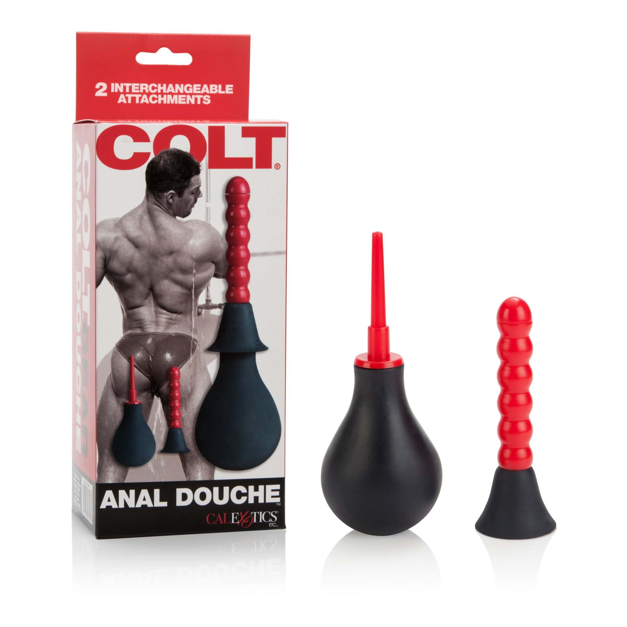 Colt Anal Douche with EZ squeeze bulb and two interchangeable red tips for comfortable cleaning