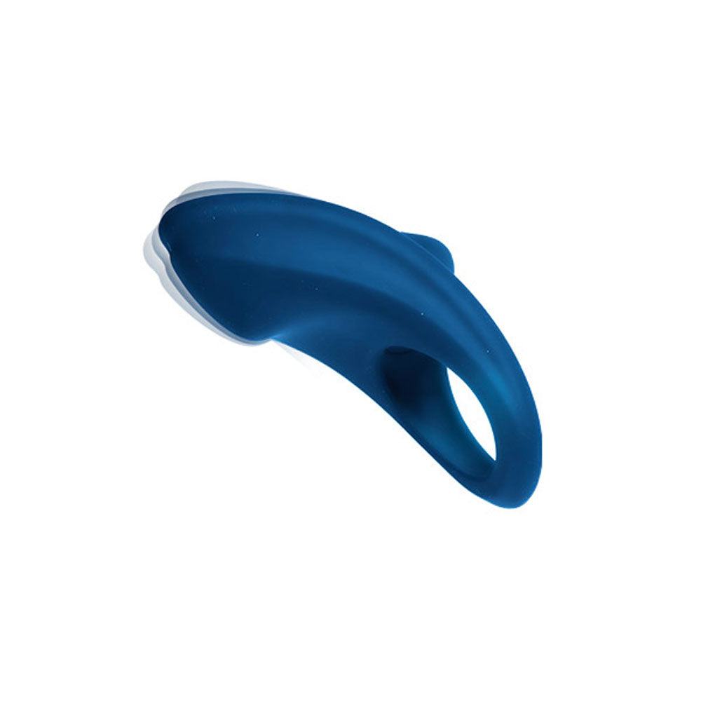 Blue Over Drive Plus rechargeable cock ring with powerful motor and 10 vibration modes, silky smooth silicone, and sleek design