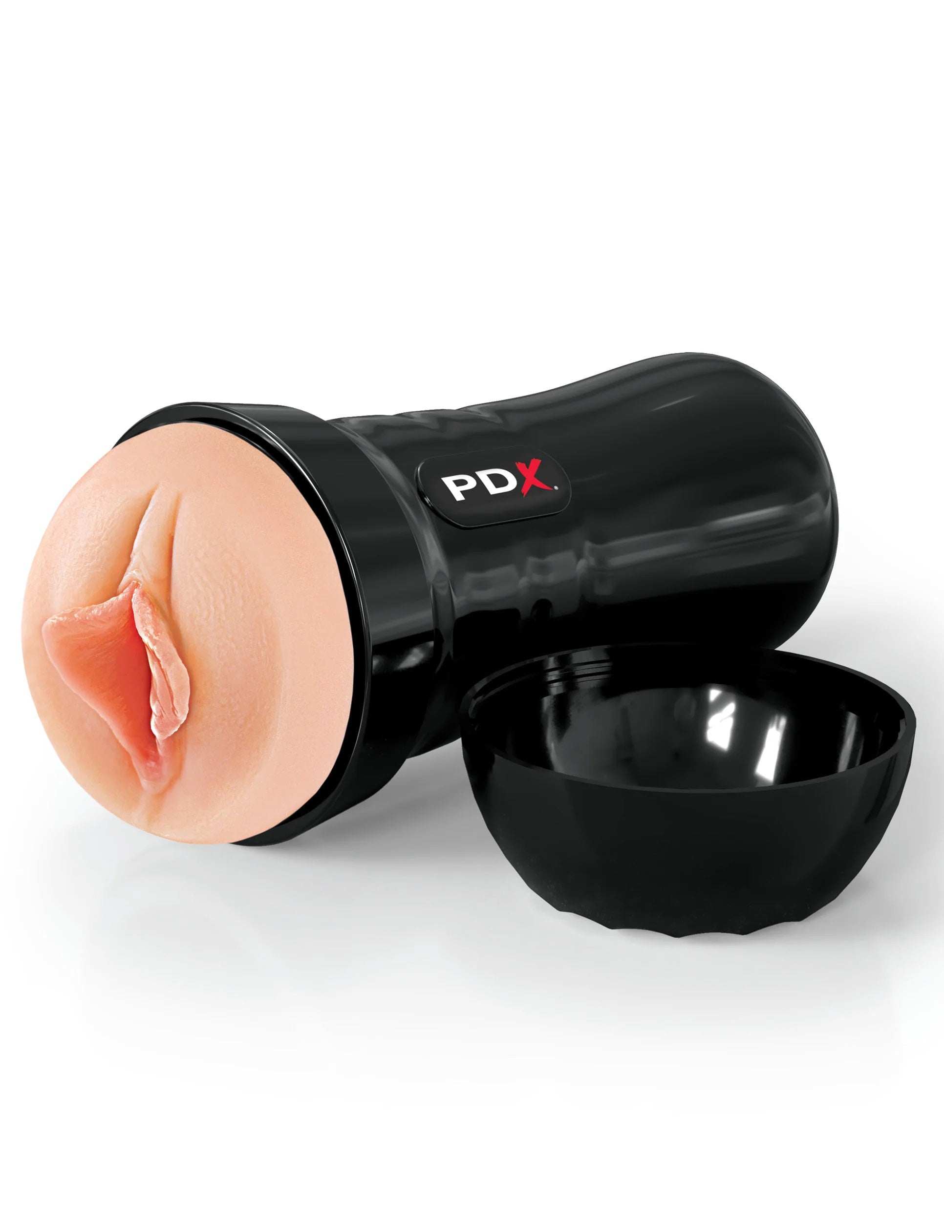 Wet Pussies Super Luscious Lip self-lubricating stroker with realistic texture and sleek black case.