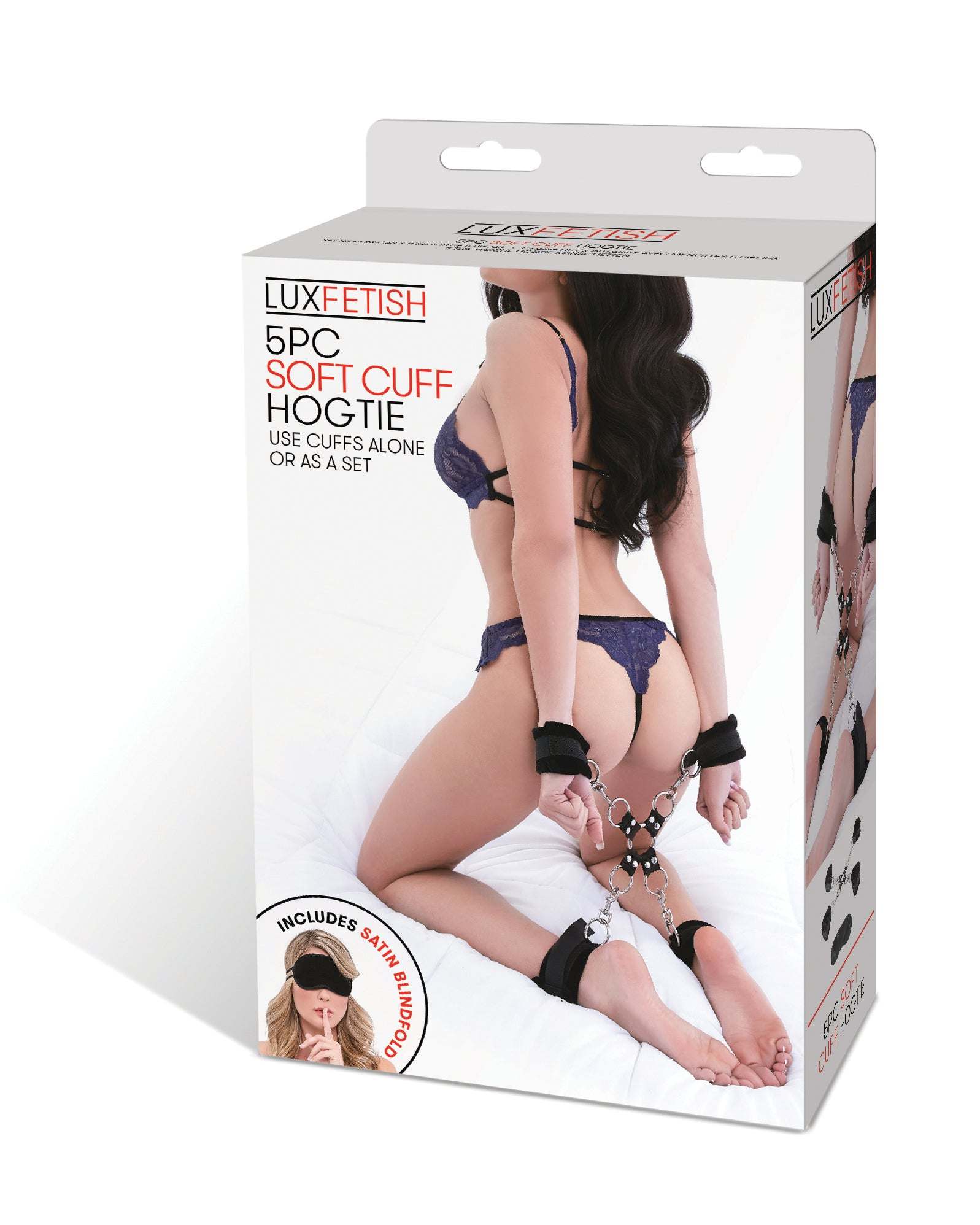 5-Piece Hogtie Set with soft cuffs and stainless steel hardware for comfortable bondage play
