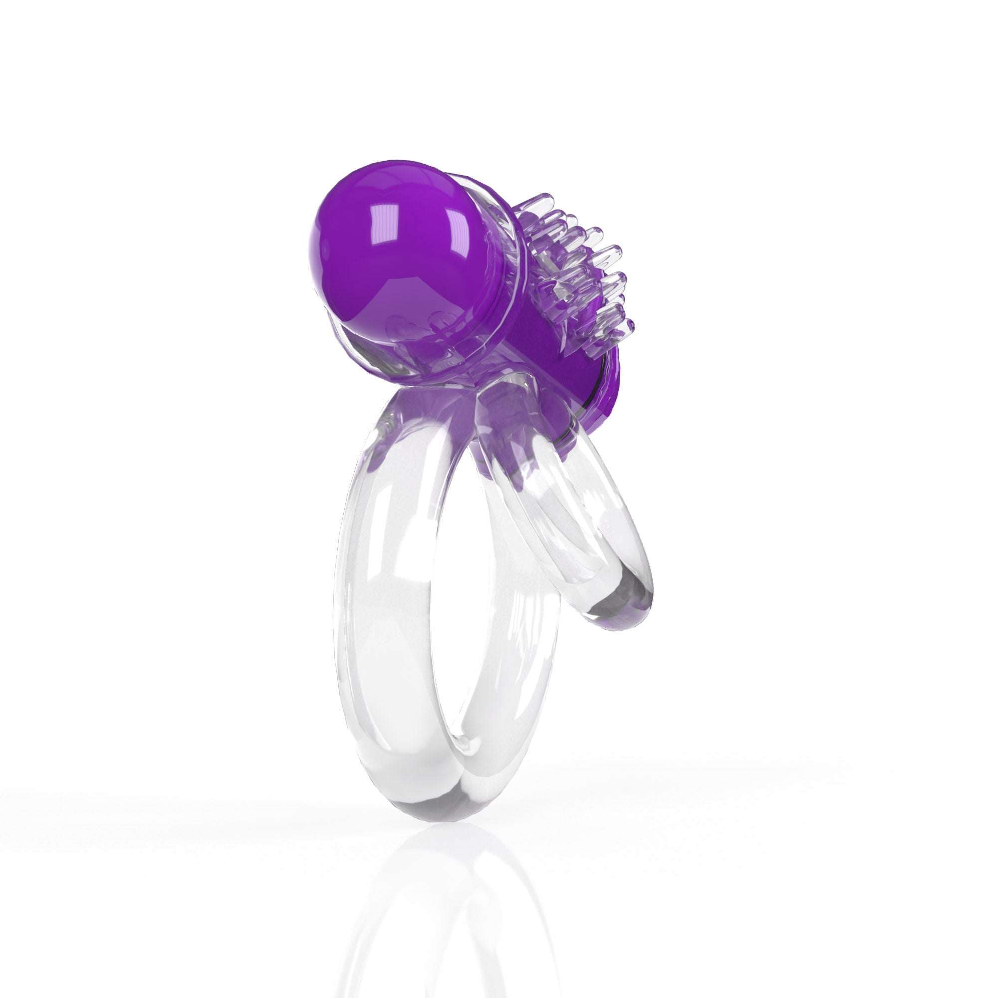 Purple vibrational Double O ring with clear stretchy rings for intimate pleasure enhancement