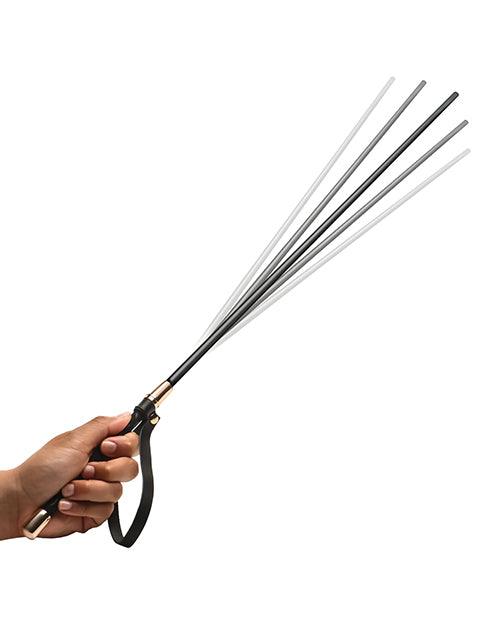 Master Series Sinful Impact Cane in black and gold with ergonomic handle and flexible shaft for precise BDSM play