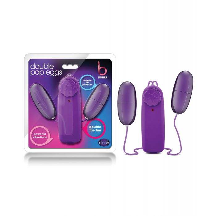 Double Pop Eggs in plum with dual vibrating eggs and remote controller for intimate pleasure