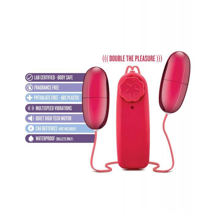 Blush B Yours Double Pop Eggs in cerise with dual vibrating eggs and adjustable remote control