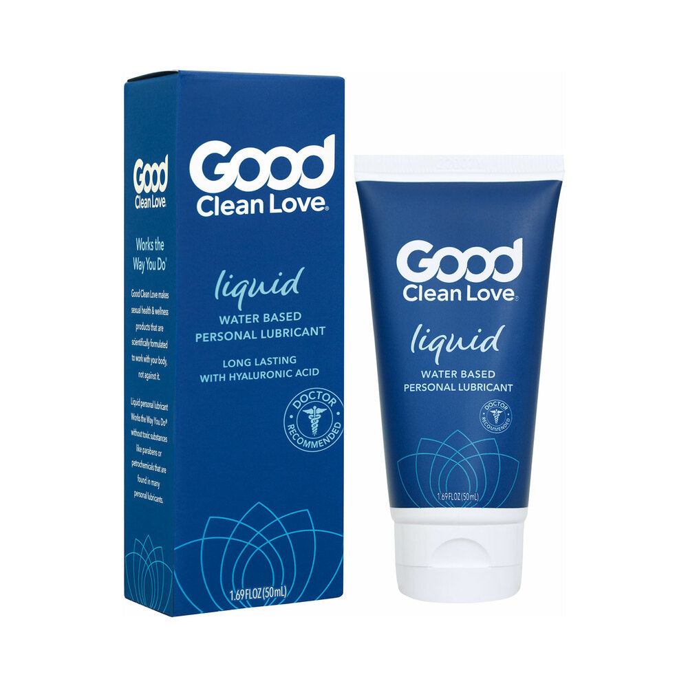 Good Clean Love Liquid water-based personal lubricant 1.69 oz with hyaluronic acid in blue packaging