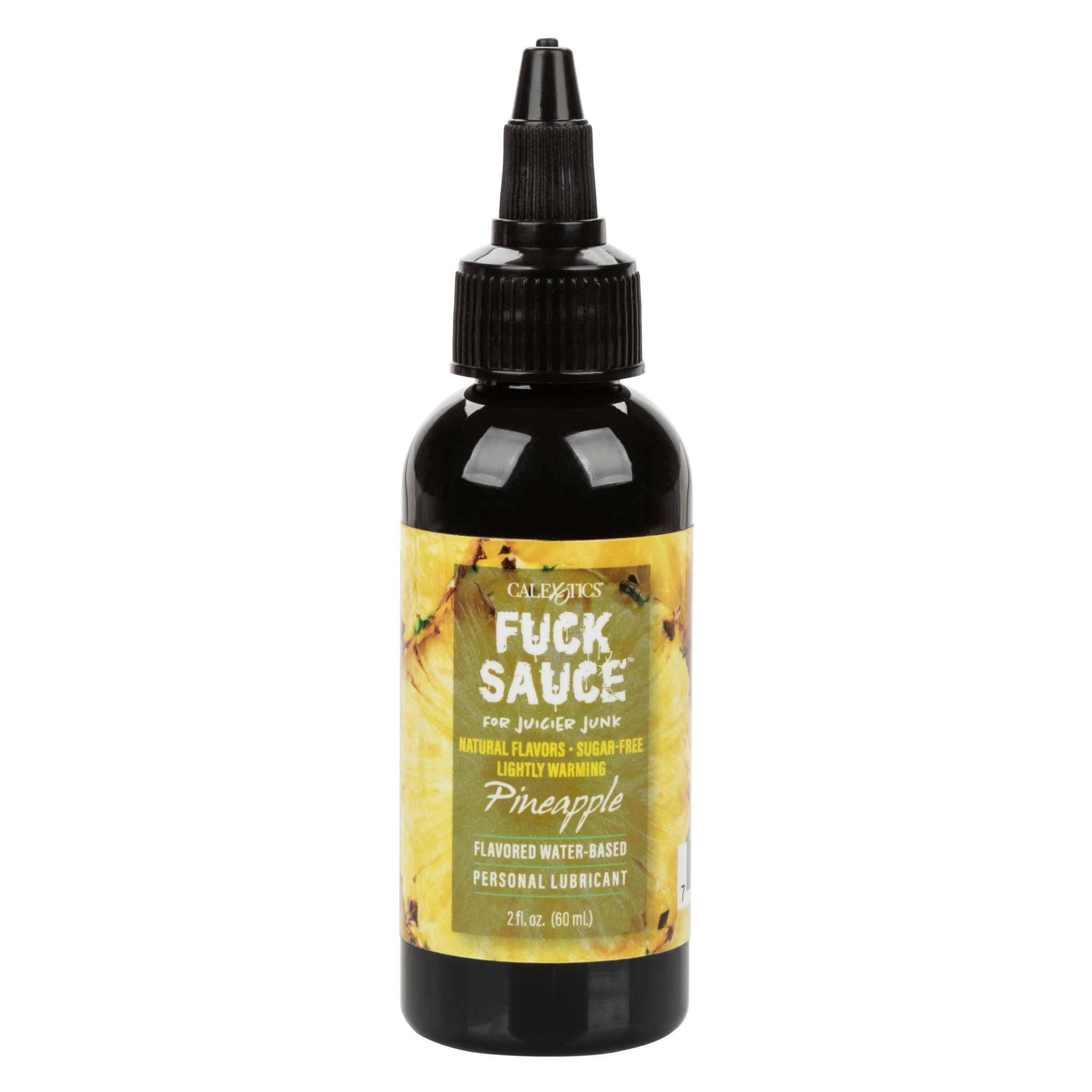 2 oz bottle of Fuck Sauce Pineapple flavored water-based personal lubricant with light warming effect and sugar-free formula