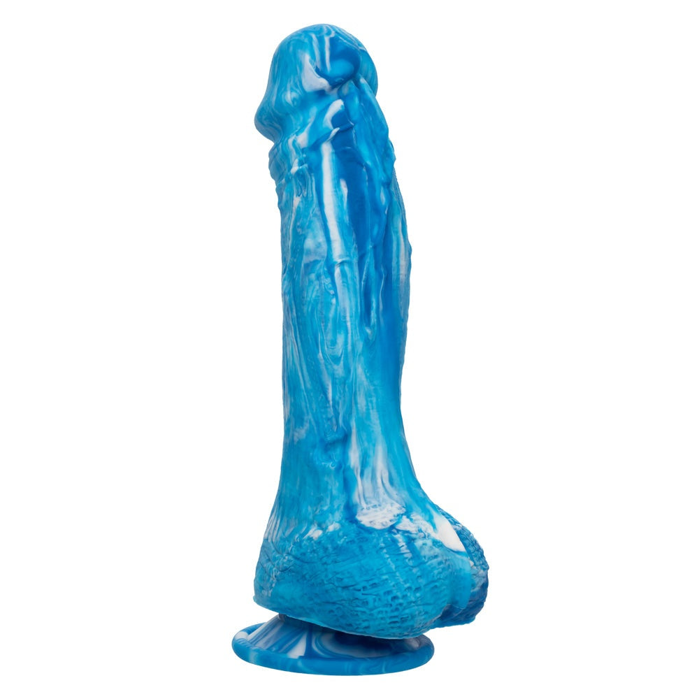 Blue Twisted Love Twisted Dong with realistic texture made from soft liquid silicone and suction cup base