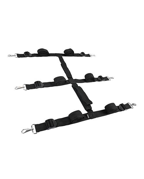 Edge Extreme Under the Bed Restraint System black adjustable straps with metal clips for secure bondage play