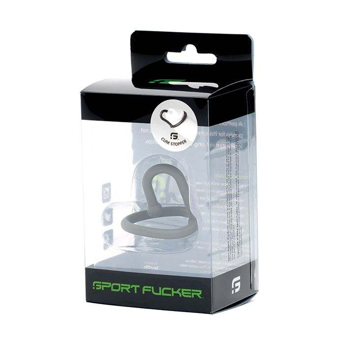 Sport Fucker Cum Stopper metal cock ring for enhanced pleasure and delayed ejaculation in sleek black packaging